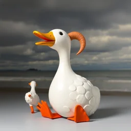 duck duck goose giant toy by dieter rams at shore cloudy