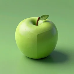 studio shot of green apple shaped like a cube, isometric perspective, green background, photorealistic, sony a7r