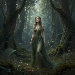 Mysterious beautiful fairy elven forest matte painting by Noah Bradley featured in artstation octane render cinematic elegant