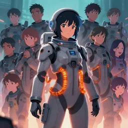 character concept art of an anime girl wearing a futuristic grey astronaut suit with orange glowing liquid pipes. vibrant colors, soft lighting, adventurous, atmospheric lighting, 8 k, octane render. by makoto shinkai, stanley artgerm lau, wlop, rossdraws, james jean, andrei riabovitchev, marc simonetti, krenz cushart, sakimichan, d & d trending on artstation, digital art.