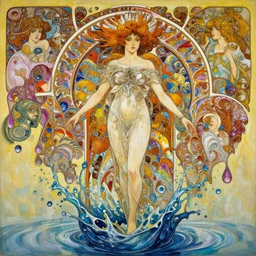 an hiper intricate oil painting of a beautifull woman surounded by hiper detailed inkdrop in water, smashing oilpaint, fluid acrilic art, melting colorfull wax drips, colorfull, excelent composition, wide shot, by yoshitaka amano, by greg rutkowski, by alphonse mucha by jeremyg lipkinng, by rhads, by ross