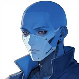 concept art close up blue cyberpunk character with a chirurgical mask, by shinji aramaki, by christopher balaskas, by krenz cushart