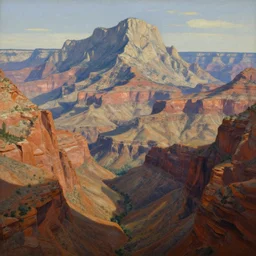 beautiful matte painting of large mountains and canyons, by georges desvallieres