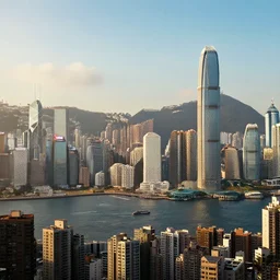 Photo of Hong Kong Skyline in Fallout 4 Style, 8K, daytime, very detailed, high quality