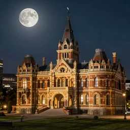 victorian city at night, new moon