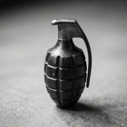 hand grenade on the floor, black and white