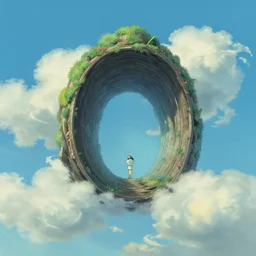 Dimensional portal in the sky, Ghibli Style