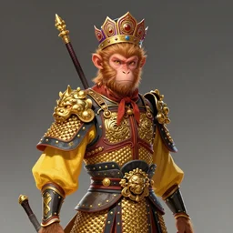 concept art of monkey king 孙 悟 空 from chinese myth 西 游 记, 紫 金 冠, 黄 金 甲, character design, artstation by jean - baptiste monge and craig mullins and greg rutkowsk and feng zhu