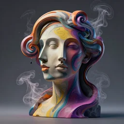 epic concept art. abstract female face silhouette mixing with color liquid fluid. abstract sculpture. anamorphic art deco swirls. smoke simulation, vfx, cinema 4 d, tyflow. masterpiece, michelangelo. concept art, matte painting. greg rutkowski, wlop, victo ngai, kandinski