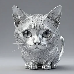 a silver fractal cat