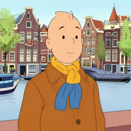 amsterdam in the style of herge, tintin