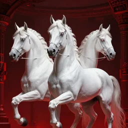 a white cyberpunk horses with human heads, in the style of beksinski, intricate and epic composition, red by caravaggio, insanely quality, highly detailed, masterpiece, red light, artstation, 4 k