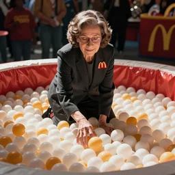ruth bader ginsburg playing in the mcdonalds ball pit