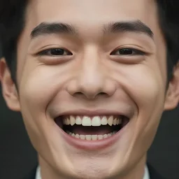 a characters face with a mouth that is such a post - office of a mouth that he had a mechanical appearance of smiling.