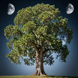 sequoia tree with moons for leaves