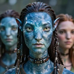 a stunning ultra detailed fantasy fine art portrait photo of a na'vi from avatar movie, by tom bagshaw, artgerm and natalie shau, 3 5 mm lens, golden ratio composition, deep depth of field, perfect eyes and face, biomechanical robot, cybernetic implants, cyberpunk, soft lighting, artstation, 8 k