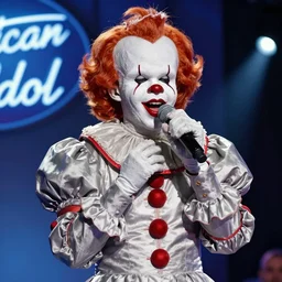 a still of pennywise singing at american idol. extremely detailed. beautiful. 4 k. award - winning.