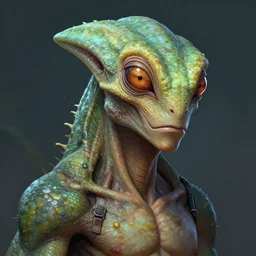 Male handsome reptilian alien portrait,digital art