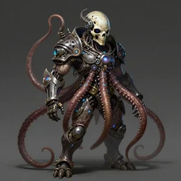 a biopunk skull face octopus cyborg warrior, apex legends character art, intricate and ornate alien technology, bioluminescence, bloom, dim rim lighting, by victor grasso and scott musgrove, anton semenov h. r. giger and tooth wu, digital illustration, concept art, cg society