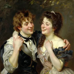 bubbly happy couple by john william waterhouse, 1 9 2 0 a ad, 8 k, sharp focus, lighting study, george inness