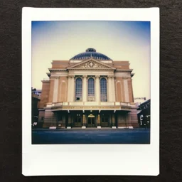 old polaroid of the biggest theatre ever, award winning, wide angle, high height photo
