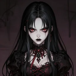 full shot potrait of angry anime girl, gothic wearing, detailed, by Stanley Artgerm Lau, WLOP, Rossdraws, James Jean, Andrei Riabovitchev, Marc Simonetti, Yoshitaka Amano, ArtStation, CGSociety,