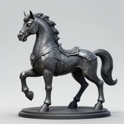 3d sculpt side view of an evil ironwork horse, artstaton, League of Legends, overwatch, digital illustration