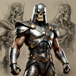 portrait, skeletor, Dynamic lighting, cinematic, establishing shot, extremely high detail, martel, He-man, photo realistic, cinematic lighting, pen and ink, intricate line drawings, post processed, concept art, artstation, matte painting, style by Raphael Lacoste, Eddie Mendoza