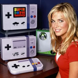 Super Nintendo playing and Xbox 360 but it's a Sega Genesis making out with Brittany spears