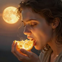 close - up expressive lilith eating the sun, fine art masterpiece, highly detailed anka zhuravleva ren hang, dramatic lighting, long shot, wide angle, uhd 8 k, sharp focus