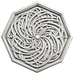 ornate twisting three dimensional multilayered celtic pattern vortex inside a hexagonal shape, intricate detail, complex