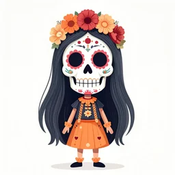Illustration of a sugar skull day of the dead girl, art by raphael lacoste