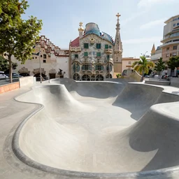An skatepark designed by Gaudí, highly detailed, 8k, HD