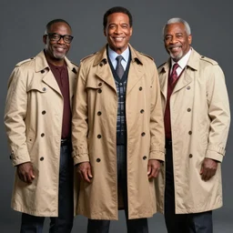 3 danny devitos stacked up under a trenchcoat