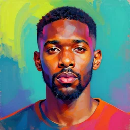 portrait, jermaine clements, organic painting, hard edges, psychedelic, neon, octane render