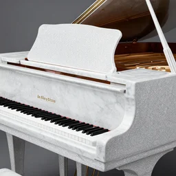 grand piano made of marble and diamond