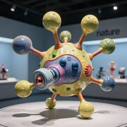 tunneling electron microscope sculpture of an alien eukaryote. false color. museum display. mit technology review. nature journal. guggenheim modern art exhibit. nobel prize winning. in sharp infinite focus. ultra detailed 8 k tif