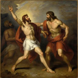 judas betrays jesus, oil painting,