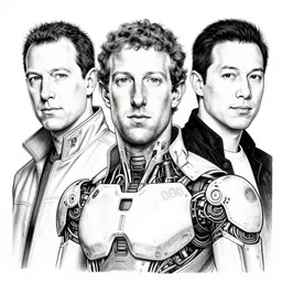 mark zuckerberg cyborg by eric keller, mark chang, portrait, cyberpunk 2 0 2 0 manual, by steampoweredmikej, by tim bradstreet, inktober, ink drawing, black and white, coloring pages, manga, highly detailed