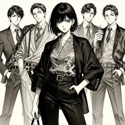 a portrait of a young woman in japanese street fashion clothing, confident pose, intricate, elegant, sharp focus, illustration, highly detailed, concept art, matte, trending on artstation, anime, art by james jean and artgerm and brian despain and alberto mielgo, greg rutkowski, wlop, ilya kuvshinov, strong strokes