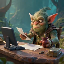 goblins paying their taxes, goblin accountant, octane render, 8 k, fantasy