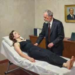 kenny scharf painting of sigmund freud with a patient in his office, the patient is lying on a divan, beautiful, 8 k