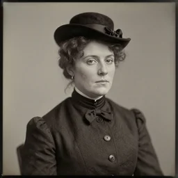 a late 1 9 th century, thirtysomethins years old, austro - hungarian woman ( with termed kyphosis, wart and messy, brown hair, black hat, bun, looks very similar to cate blanchett ), daguerreotype by emil rabending