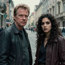 film still of bryan cranston and kesha in cosmic horror! the musical by david cronenberg, budapest street background, 3 5 mm film, atmospheric, ultra fine detail, film grain, photorealistic, hyperrealistic