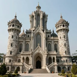 scifi brutalist castle with elements taken from brutalism and buddhist architecture, photography