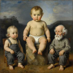 surreal surrealism surrealist painting of infancy, youth, and old age