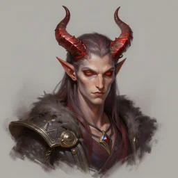 dnd tabaxi sorcerer with devil horns, character portrait, digital painting