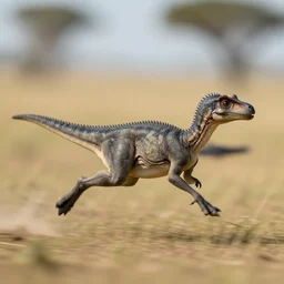 macro photo by national geographic of a tiny gray dinosaur running very fast in the savannah, motion blur, tiny gaussian blur, insanely detailed, insanely intricate, depth of field, low contrast, summer, wide aperture, action photography