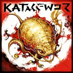 album cover art for katakana wurm gold red white black akihiko yoshida