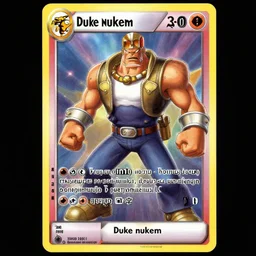 duke nukem, pokemon card of duke nukem, highly detailed trading card screenshot